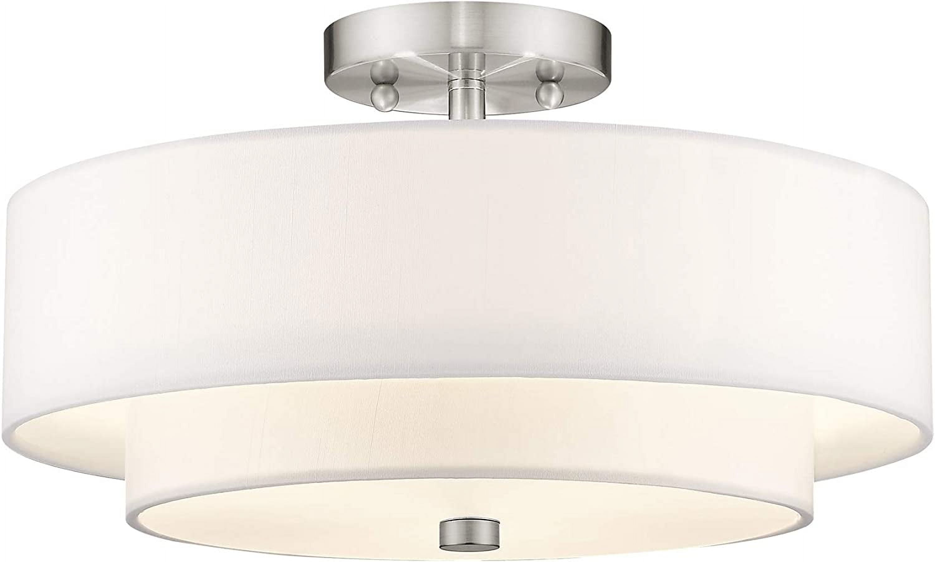 DONFU Lighting 51044-91 Brushed Nickel Flush Mount with Off-White Fabric Hardback Shade