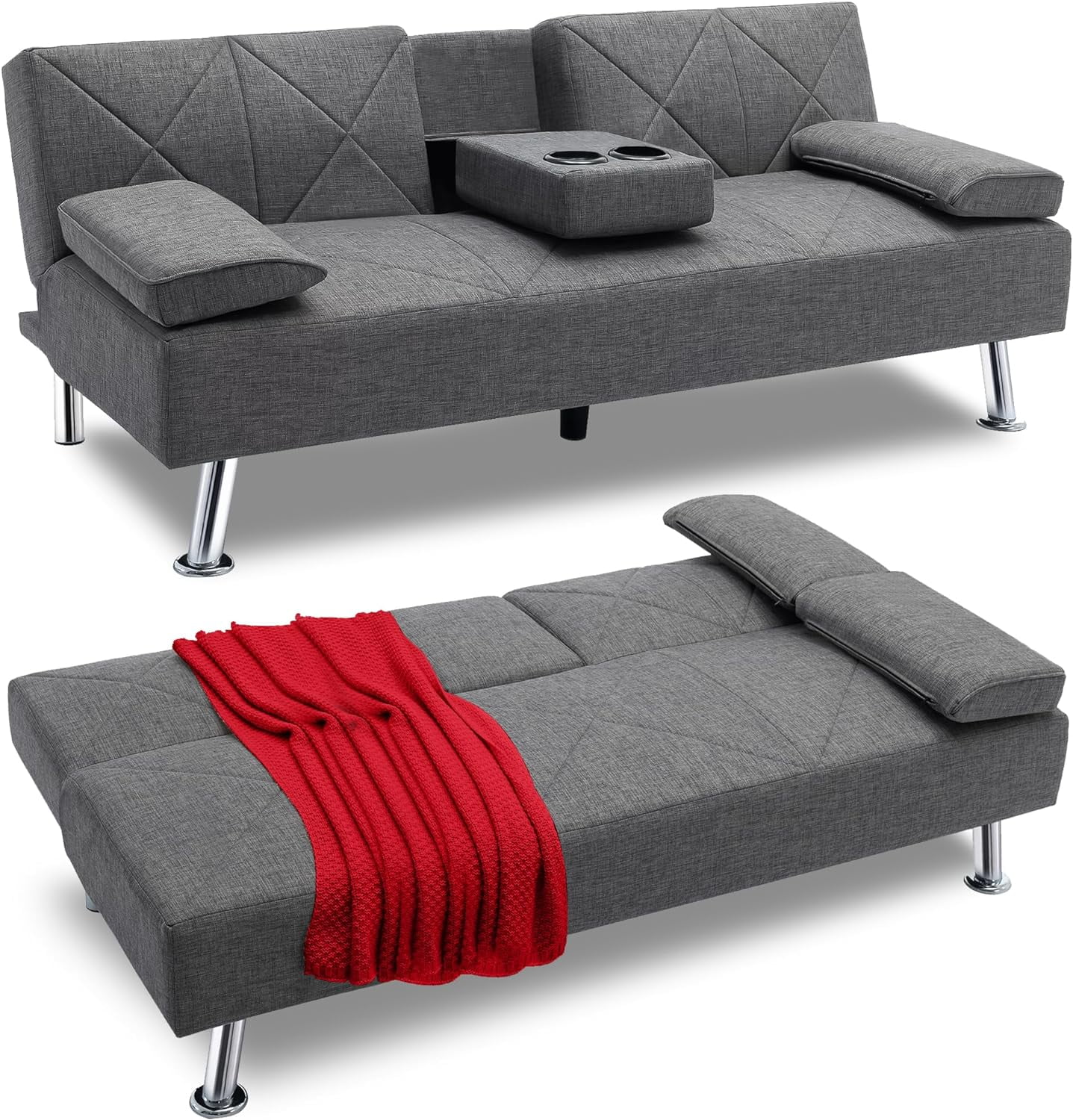 DONFU Modern Convertible Folding Futon Sofa Bed Breathable Linen