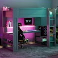 DONFU Twin Loft Bed with MultiStorage Shelves and Ladder, Wood Gaming