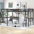 DONFU Twin Size Metal L Shaped Loft Bed with 2 Built in Desk Heavy Duty