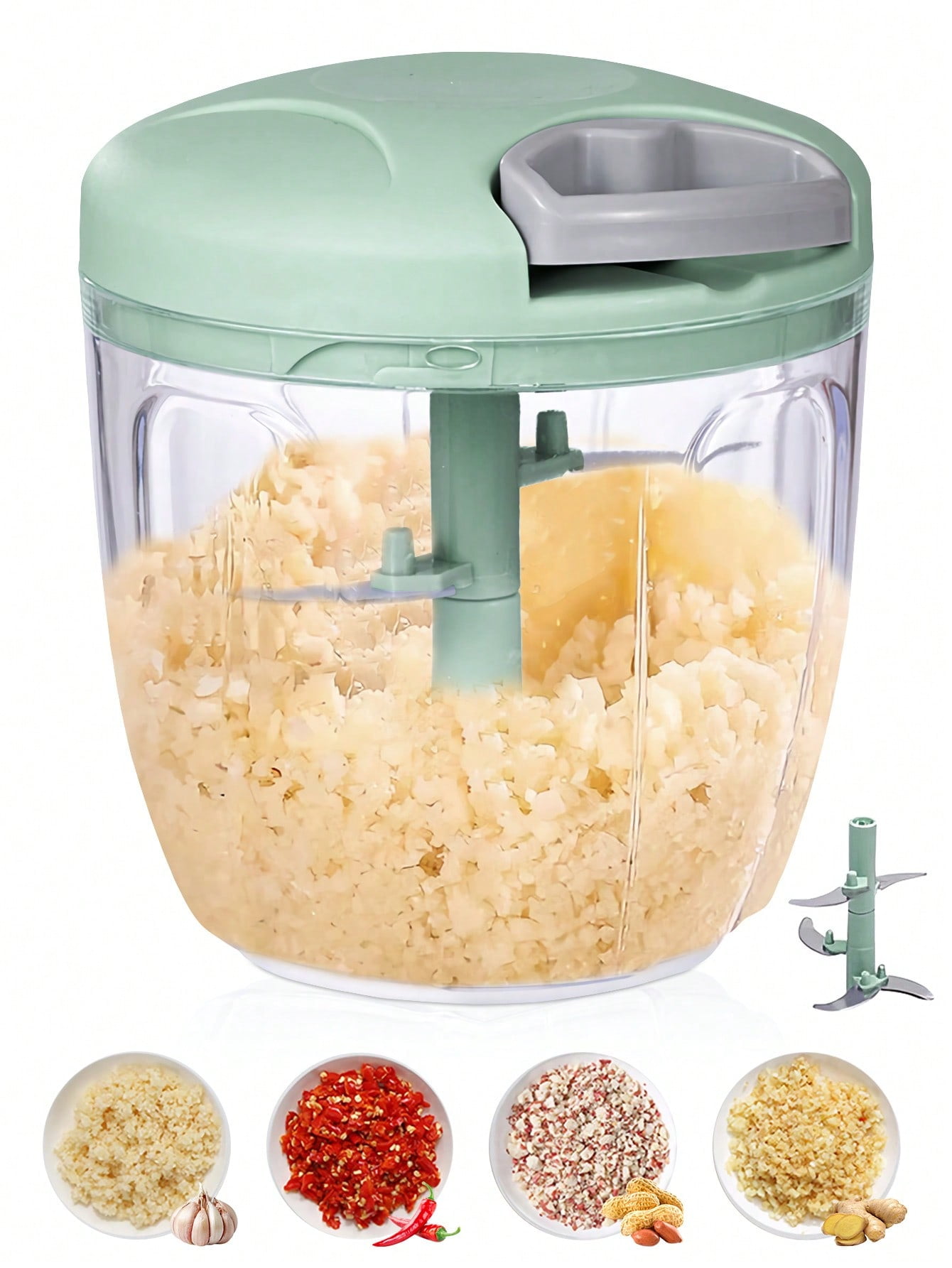 DONGGTGDZ Efficient 900ml Manual Food Processor for Chopping Garlic