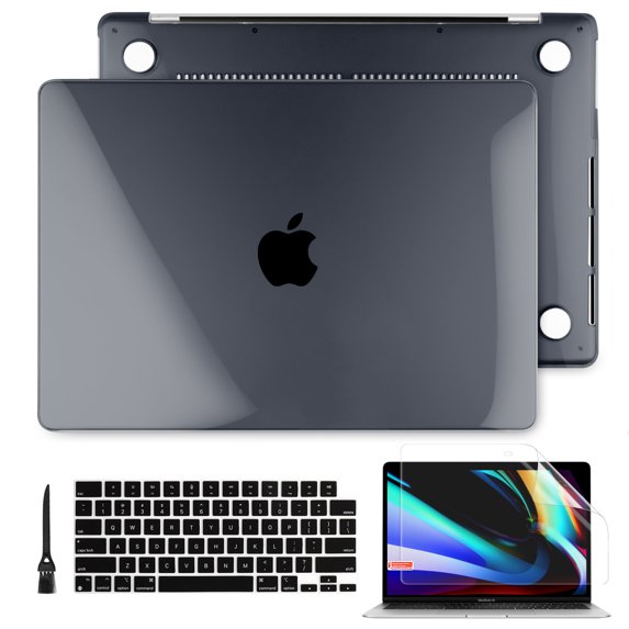 DONGKE For MacBook Air 13.6inch M2 2022 Crystal Black Case Model A2681 Plastic Hard Shell Cover With Keyboard Cover & Screen Protector