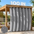 thumbnail image 1 of DONGPAI 100% Blackout Outdoor Curtains for Patio Waterproof Windproof, Linen Textured Outside Curtain with Top Grommet & Bottom Back Tab for Gazebo Porch Pergola, 100" x 96", Gray, 1 Panel, 1 of 8