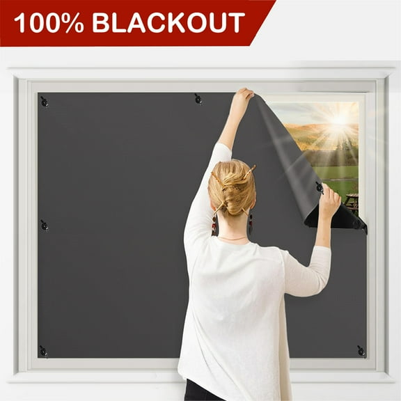 DONGPAI 100% Blackout Window Cover With Suckers, Portable Blackout Privcy Window Film Black Out Blinds Shade Heat Blocking for Nursery Living Room Bedroom