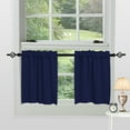 thumbnail image 1 of DONGPAI 2 Panels Blackout Kitchen Curtains, Rod Pocket 30 inch Short Curtains Cafe Curtains Bathroom Window Curtains, Navy Blue, 1 of 6