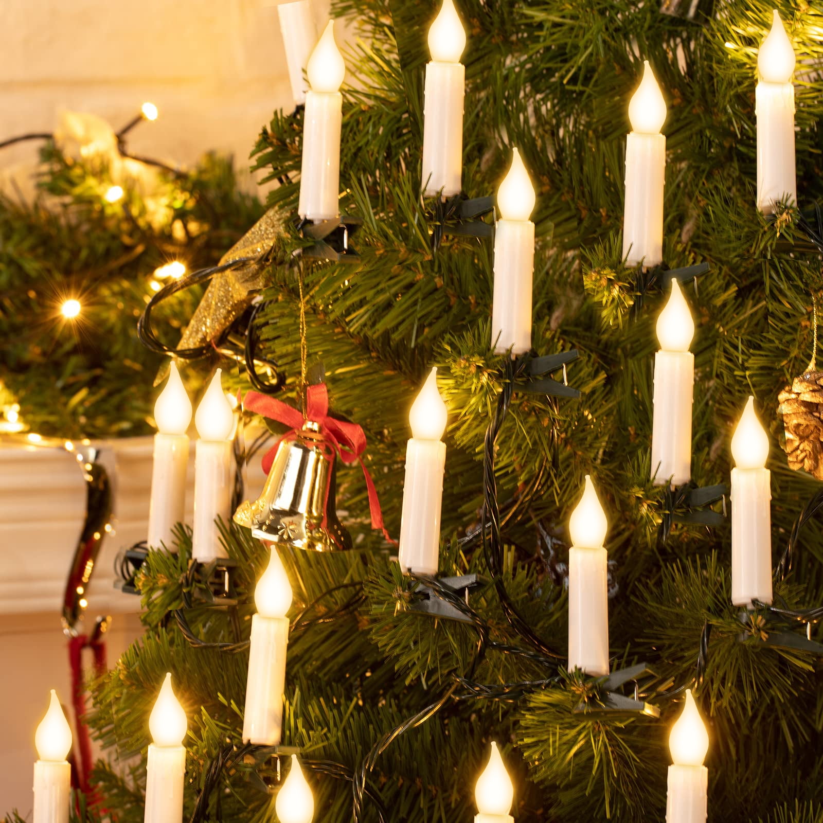 DONGPAI 30 PCS Flameless LED Taper Candles Battery Operated Christmas Tree Candle Lights Electric Fake Candles Perfect for Holiday Home Garden Wedding Parties Decor