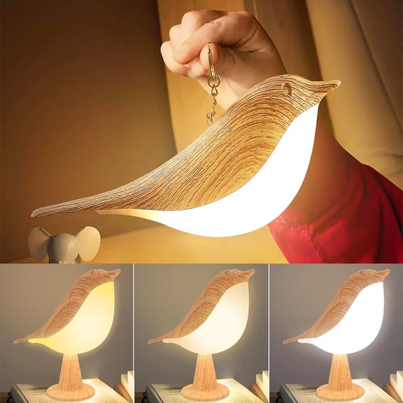 DONGPAI Bird Lamp Rechargeable Cordless Table Lamp Stepless Dimmable, 3 Color Modes Small Bird Night Light for Bedroom, Nursery, Reading, Office Decor, Ideal Gift