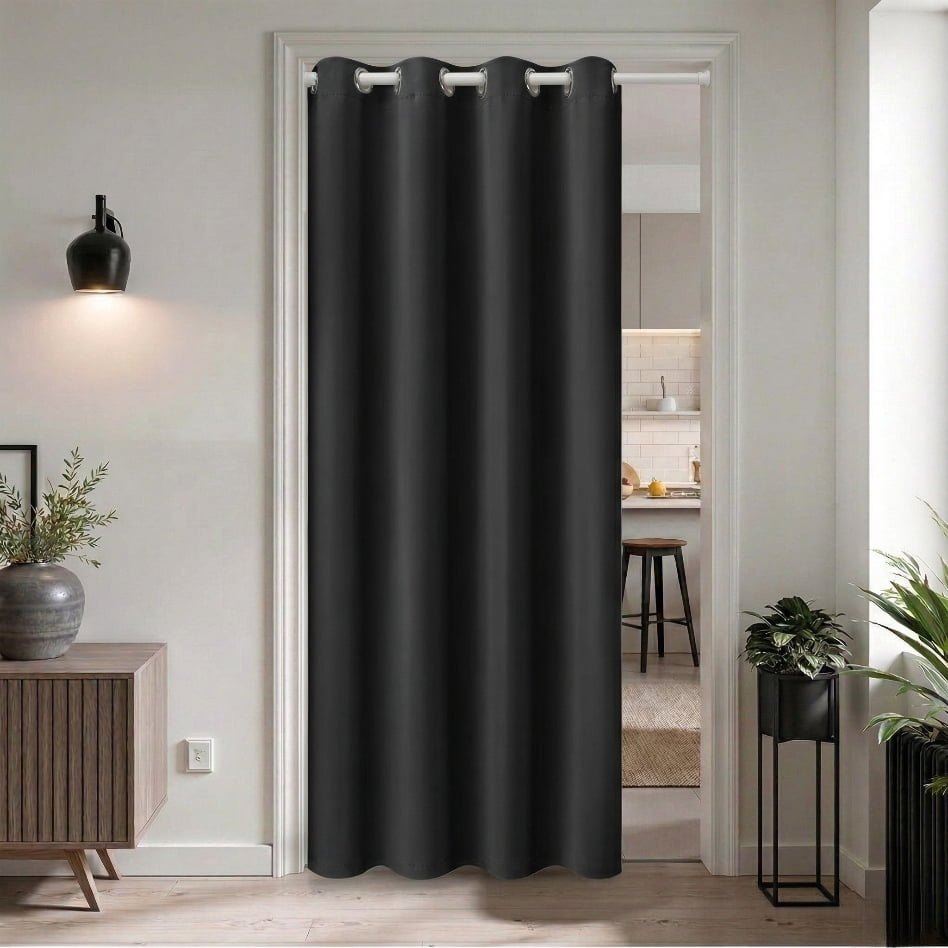 DONGPAI Blackout Curtains for Doorways and Closets, Privacy Door Curtain Room Divider Thermal Insulated Door Curtain, 1 Panel, 34" x 80", Black