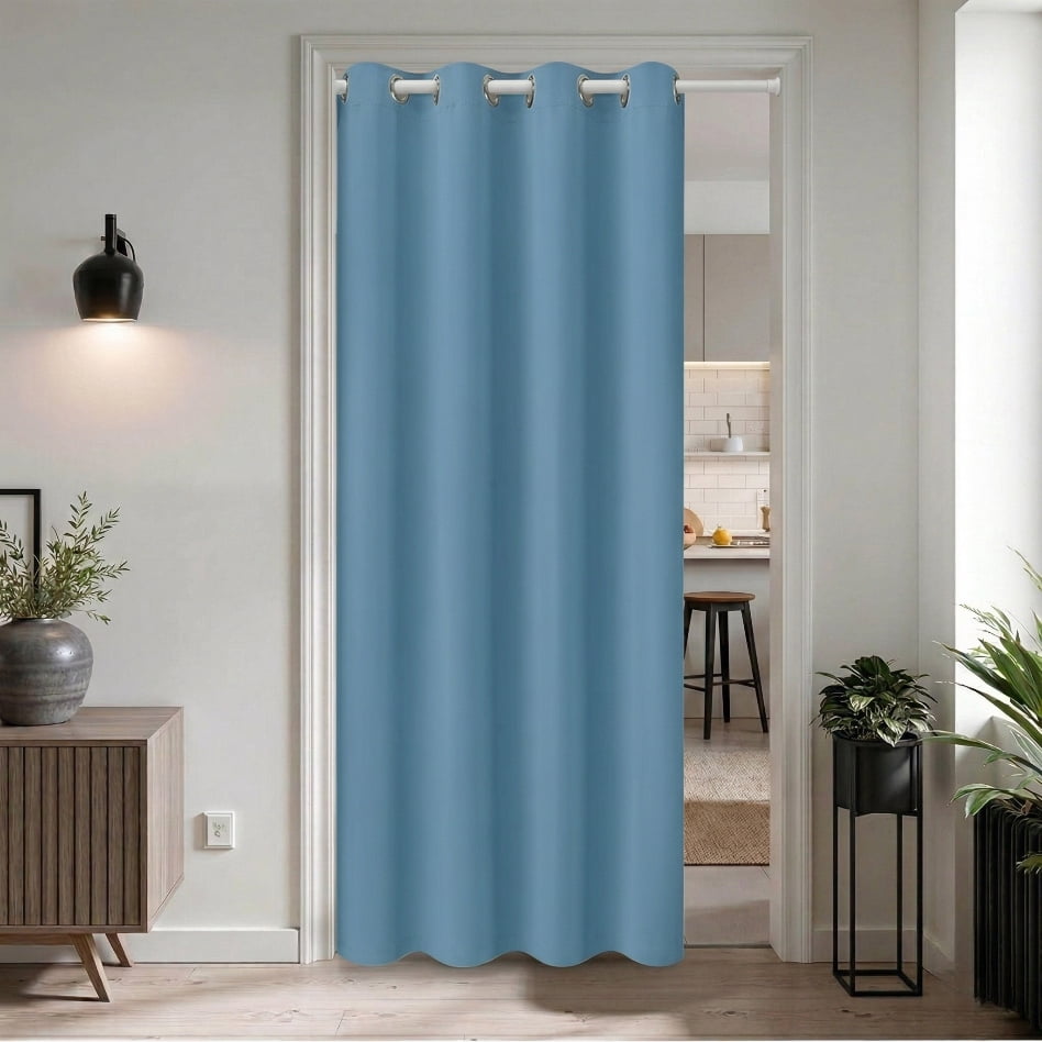 DONGPAI Blackout Curtains for Doorways and Closets, Privacy Door Curtain Room Divider Thermal Insulated Door Curtain, 1 Panel, 34" x 80", Blue