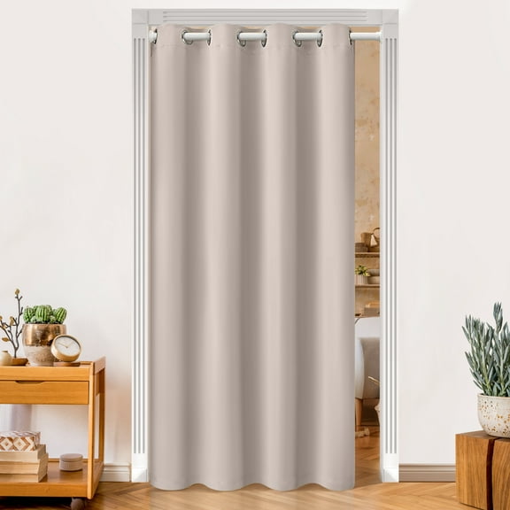 DONGPAI Blackout Curtains for Doorways and Closets, Privacy Door Curtain Room Divider Thermal Insulated Door Curtain, 1 Panel, 52" x 80", Beige
