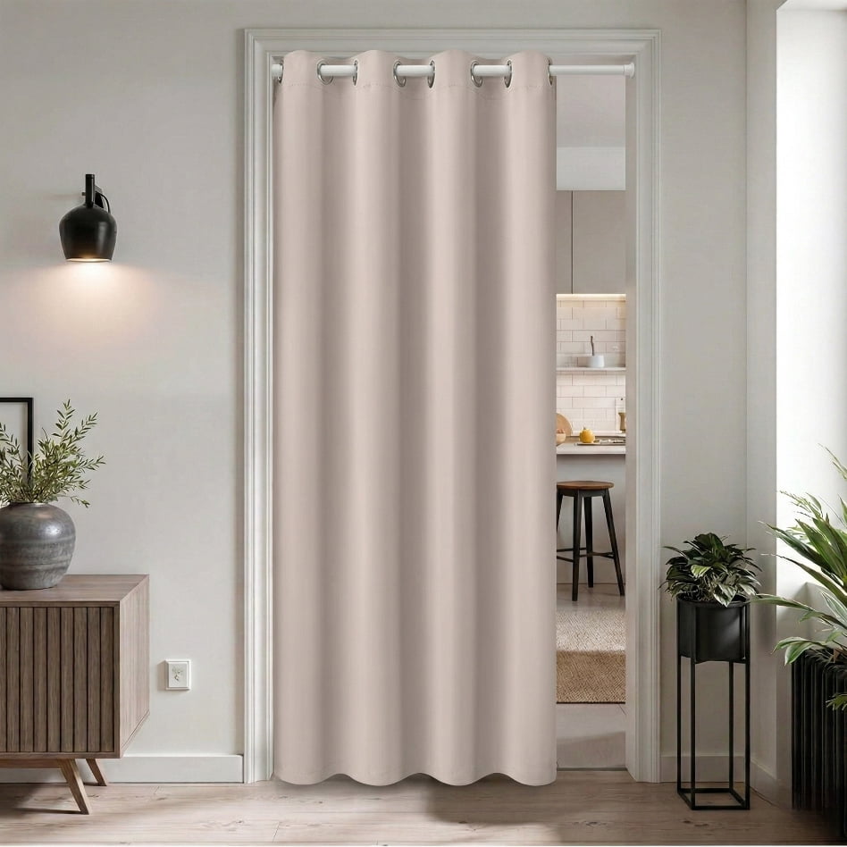 DONGPAI Blackout Curtains for Doorways and Closets, Privacy Door Curtain Room Divider Thermal Insulated Door Curtain, 1 Panel, 52" x 96", Beige