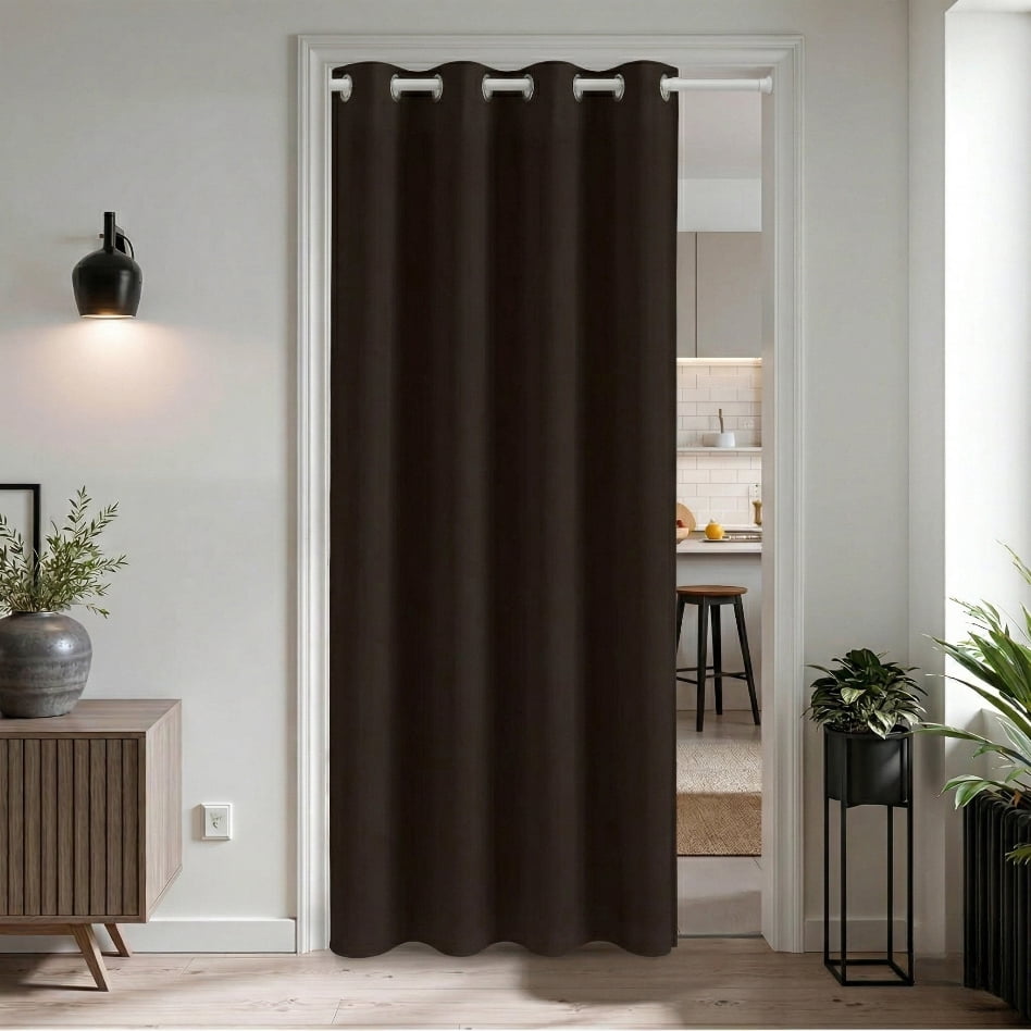 DONGPAI Blackout Curtains for Doorways and Closets, Privacy Door Curtain Room Divider Thermal Insulated Door Curtain, 1 Panel, 52" x 96", Brown