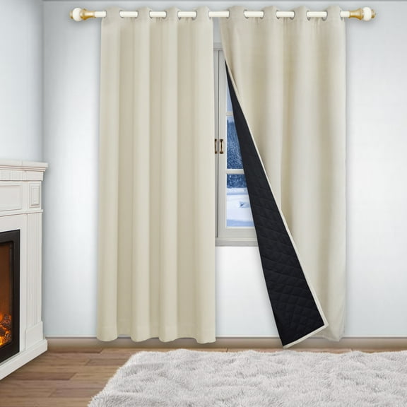 DONGPAI Blackout Curtains with Thermal Insulated Liner, Cold Blocking Thicken Cotton Drapes Quilted Winter Curtain for Living room Bedroom, 1 Panel