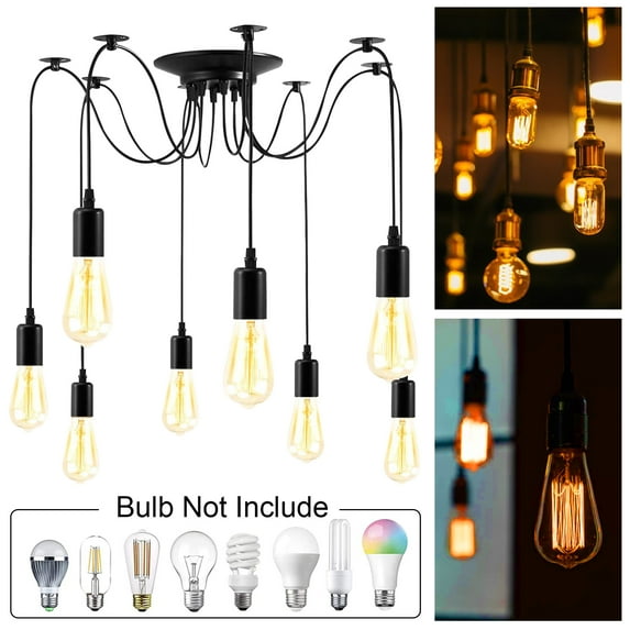 DONGPAI Ceiling Spider Lamp Light Pendant Lighting,Edison Chandelier Vintage Multiple Adjustable DIY Ceiling Light Kit with 4 Light Heads Adapter No Bulbs