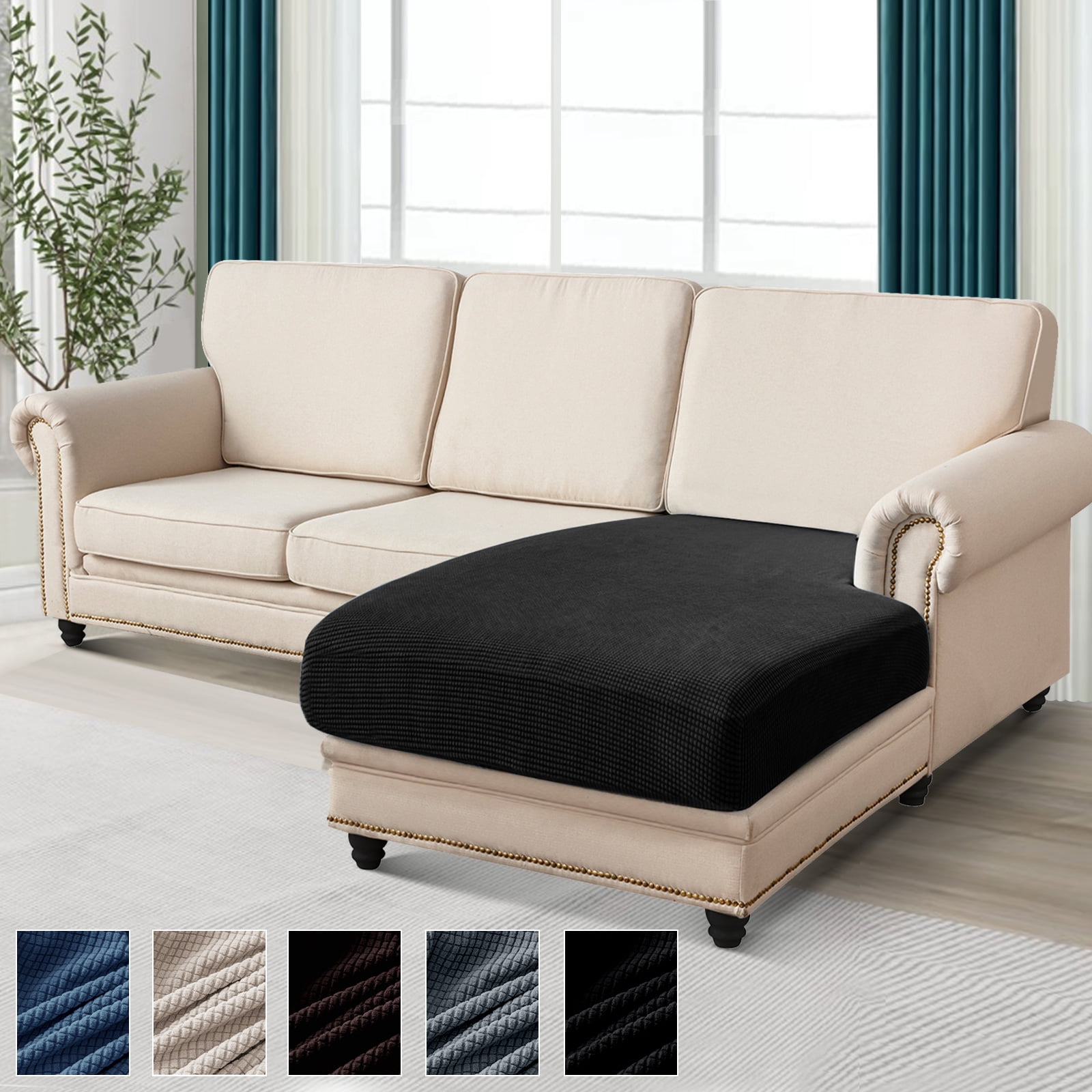 DONGPAI Chaise Couch Cover Stretch L Shape Sofa Seat Sectional