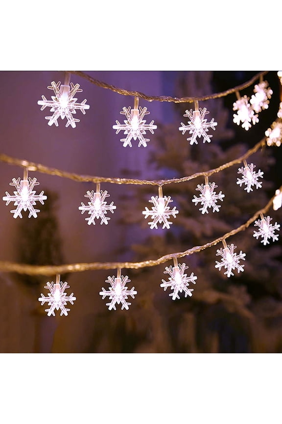Christmas Lights, LED Snowflake String Lights Battery Operated Waterproof Fairy Lights for Indoor Outdoor Home Xmas Christmas Tree Decorations