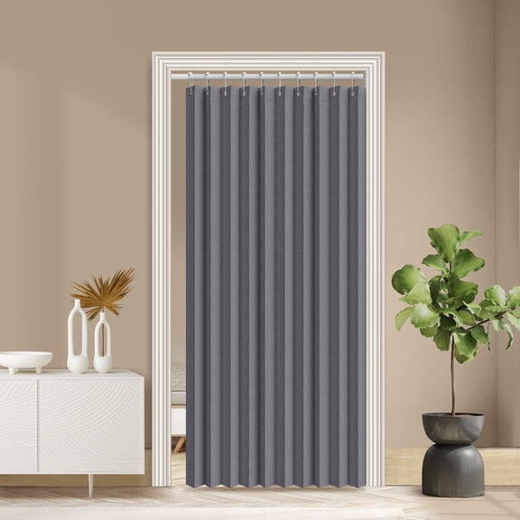 DONGPAI Door Curtains for Doorways, 55"x 78" Pleated Folding Doors Curtain Accordion Closet Curtain Vertical Privacy Drapes Shower Curtain for Living Room Bedroom, 1 Panel, Dark Gray