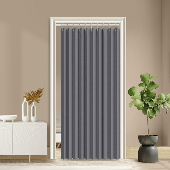 DONGPAI Door Curtains for Doorways, 55"x 95" Pleated Folding Doors Curtain Accordion Closet Curtain Vertical Privacy Drapes Shower Curtain for Living Room Bedroom, 1 Panel, Dark Gray