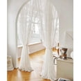 thumbnail image 1 of DONGPAI Elegant White Lace Sheer Curtains with Floral Scallop Ruffle Edge Rod Pocket Vintage Sheer Curtain for Living Room Bedroom Decor, 52" x 84", 1 Panel, 1 of 8