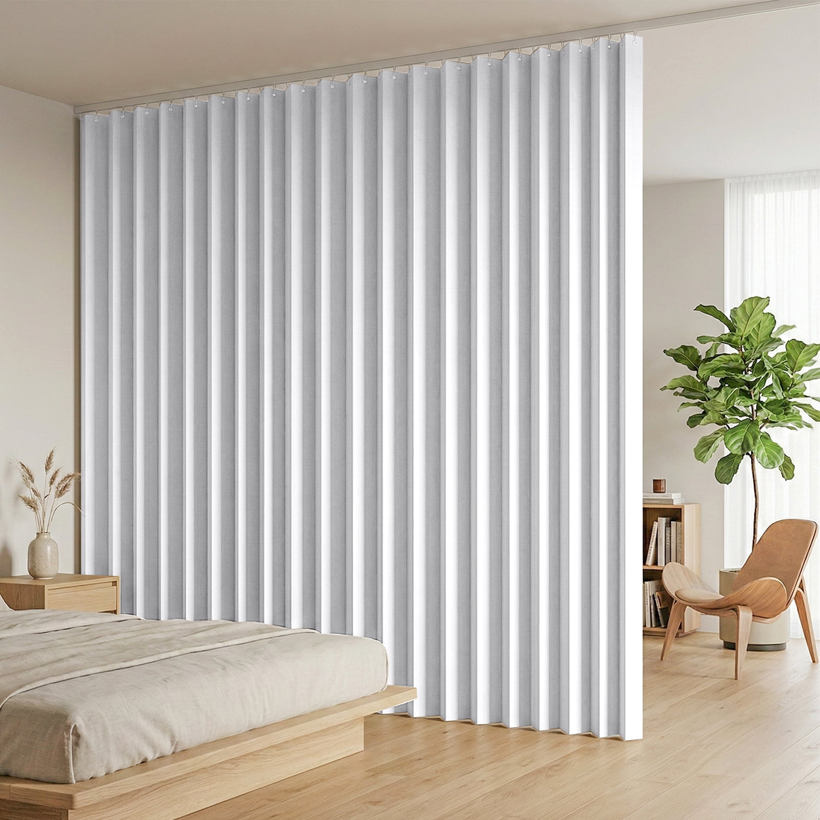 DONGPAI Extra Large Room Divider Curtain, Indoor/Outdoor Multifunctional Vertical Drapes with Hooks Waterproof Shower Curtain for Living Room Bedroom Bathroom, 100"x 84", White, 1 Panel