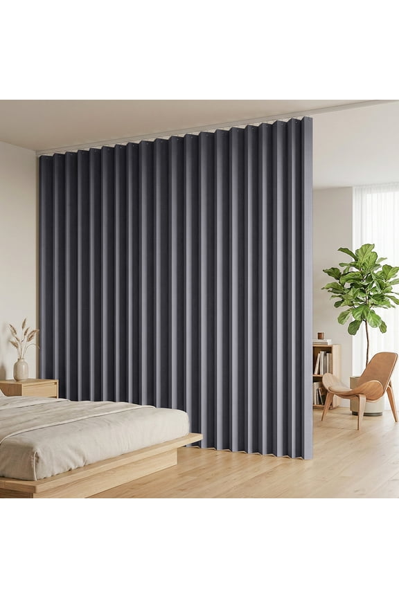 Extra Large Room Divider Curtain, Indoor/Outdoor Multifunctional Vertical Drapes with Hooks Waterproof Shower Curtain for Living Room Bedroom Bathroom, 100"x 84", Dark Gray, 1 Panel