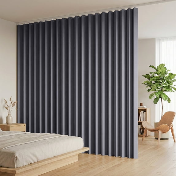 DONGPAI Extra Large Room Divider Curtain, Indoor/Outdoor Multifunctional Vertical Drapes with Hooks Waterproof Shower Curtain for Living Room Bedroom Bathroom, 100"x 84", Dark Gray, 1 Panel