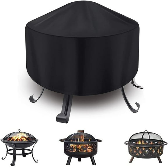 DONGPAI Fire Pit Cover Round for Fire Pit, 33-48 Inch Waterproof Dustproof Outdoor Fire Bowl Cover Full Coverage Patio Round Fire Pit Cover