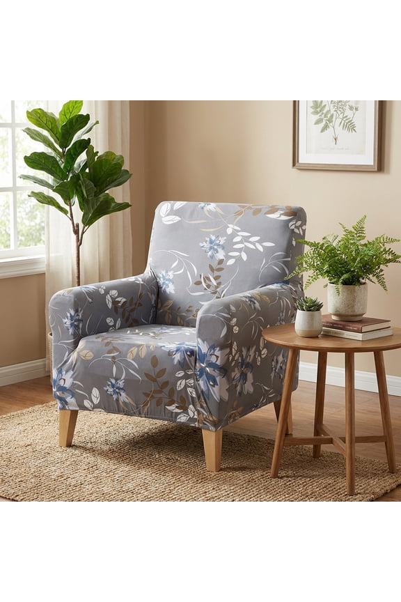 Stretch Modern Banquet Armchair Slipcover, 1-Piece Mid Century Accent Chair Covers with Arms for Living Room Furniture Protector Home Decor, Gray