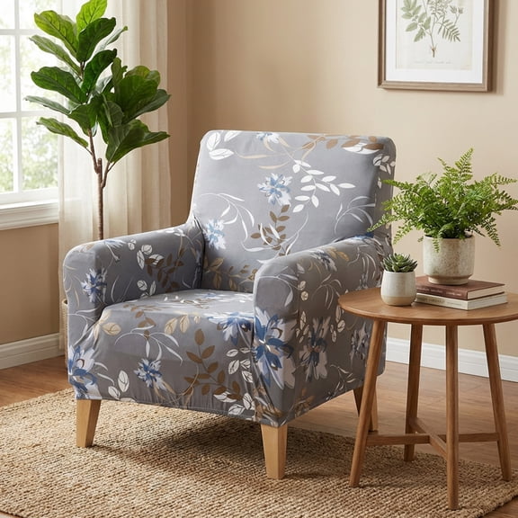 DONGPAI Stretch Modern Banquet Armchair Slipcover, 1-Piece Mid Century Accent Chair Covers with Arms for Living Room Furniture Protector Home Decor, Gray