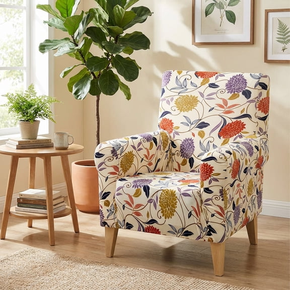 DONGPAI Stretch Modern Banquet Armchair Slipcover, 1-Piece Mid Century Accent Chair Covers with Arms for Living Room Furniture Protector Home Decor, Cream