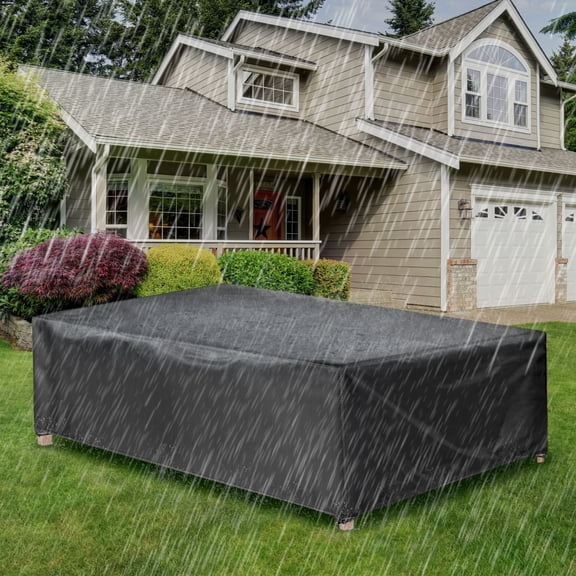 DONGPAI Garden Furniture Covers,Large Outdoor Table Cover Heavy Duty Oxford Fabric Patio Furniture Covers Waterproof,Windproof,&Anti-UV for Chair and Table Rattan Sofa (Black)