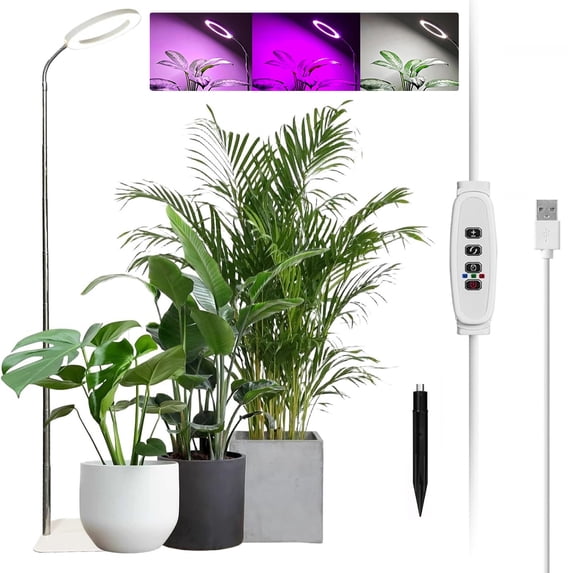 DONGPAI Grow Lights for Indoor Plants, Full Spectrum LED Floor Plant Light with Base Adjustable 61inch Height Stand for Large Plant 10 Level Brightness Auto Timer