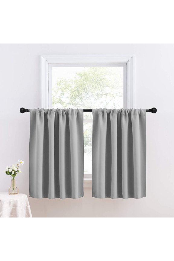 Kitchen Curtains Solid Short Window Curtains Rod Pocket Farmhouse Cafe Curtains, 1 Panel