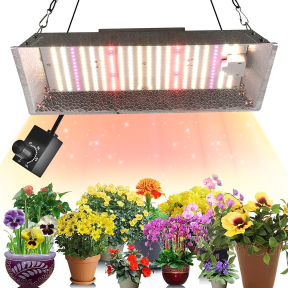 DONGPAI LED Full Spectrum Grow Light High Power for Greenhouse, 100 Watts Silver Aluminum Plant Light 5 Levels Dimming with Timer for Indoor Plants Seed Starting Seedlings Vegetable