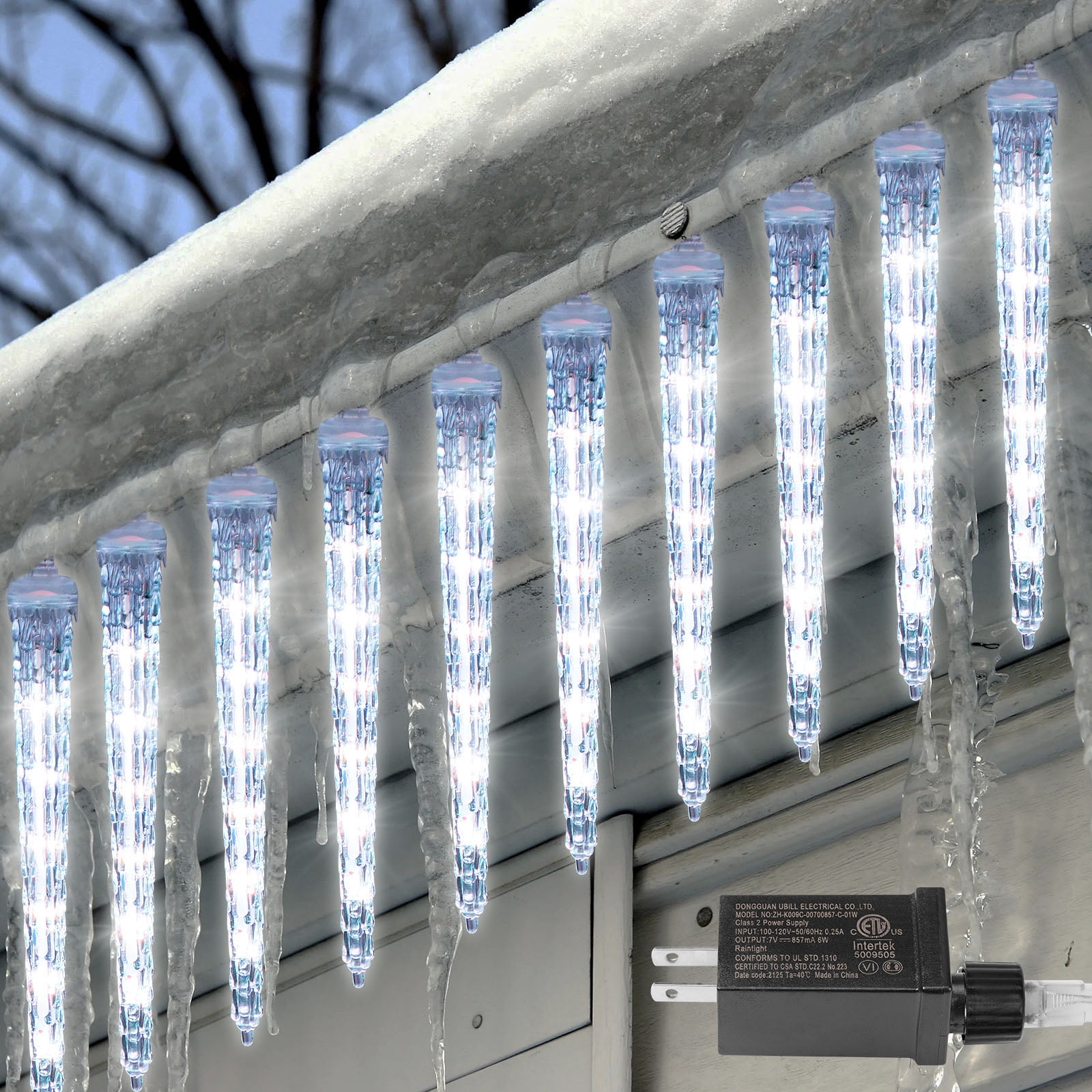 DONGPAI LED Icicle Meteor Shower Lights, 11'' Outdoor Icicle Christmas