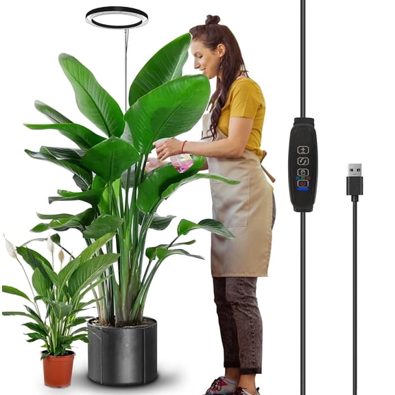 DONGPAI LED Plant Grow Lights for Indoor Plants, 13.7-61.1inch Height Full Spectrum 72LEDs Adjustable Large Growing Lamp with Auto On/Off Timer Dimmable Brightness
