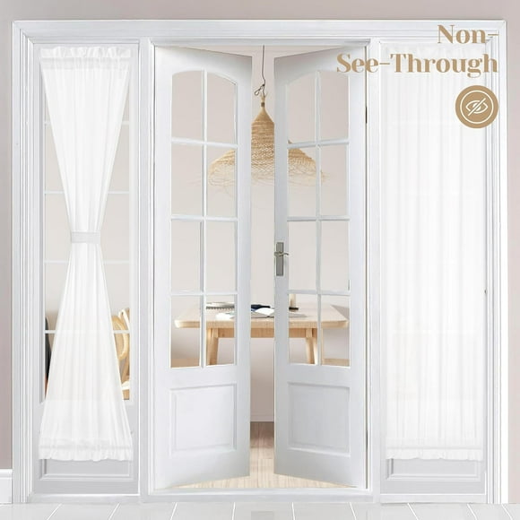 DONGPAI Non-See-Through Sidelight French Door Curtains, Rod Pocket Privacy Sheer Curtains for Glass Door Window Kitchen Door Curtain, 25"x 40", 1 Panel