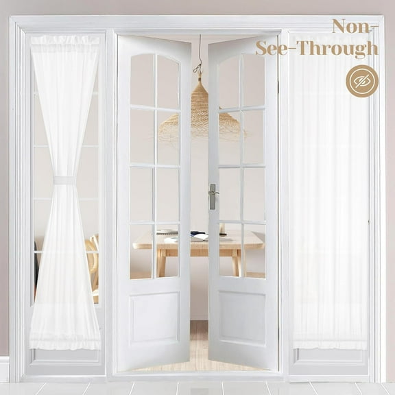 DONGPAI Non-See-Through Sidelight French Door Curtains, Rod Pocket Privacy Sheer Curtains for Glass Door Window Kitchen Door Curtain, 25"x 72", 1 Panel
