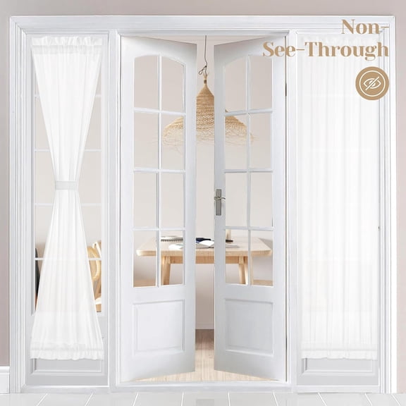 DONGPAI Non-See-Through Sidelight French Door Curtains, Rod Pocket Privacy Sheer Curtains for Glass Door Window Kitchen Door Curtain, 52"x 72", 1 Panel