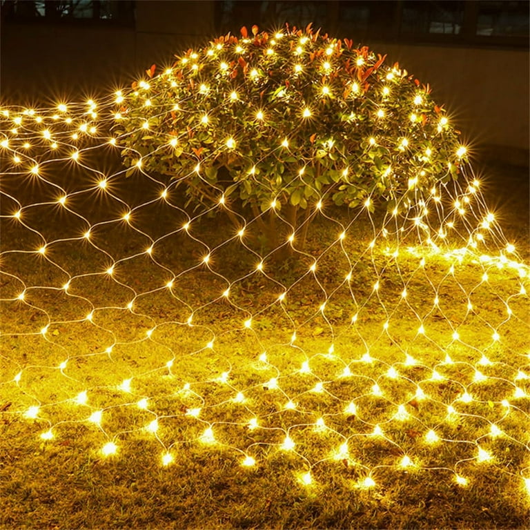 DONGPAI Outdoor Christmas Net Lights 4.9x4.9Ft LED Fairy String Light 8 Lighting Modes Connectable Light for Garden Tree Bushes Xmas Party Decor