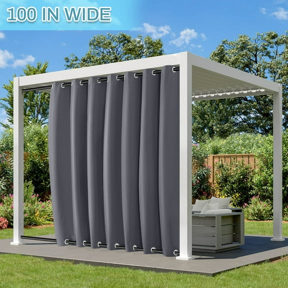 DONGPAI Outdoor Curtains for Patio Waterproof Blackout Privacy UV Resistant with Top and Bottom Grommet for Porch, Gazebo, Pergola, 100 x 84 Inches, Dark Gray, 1 Panel