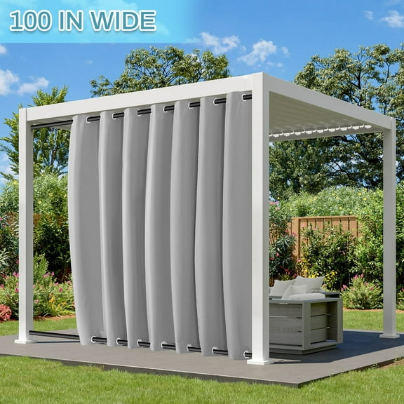 DONGPAI Outdoor Curtains for Patio Waterproof Blackout Privacy UV Resistant with Top and Bottom Grommet for Porch, Gazebo, Pergola, 100 x 84 Inches, Gray, 1 Panel