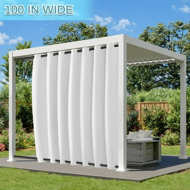 DONGPAI Outdoor Curtains for Patio Waterproof Blackout Privacy UV Resistant with Top and Bottom Grommet for Porch, Gazebo, Pergola, 100 x 96 Inches, White, 1 Panel