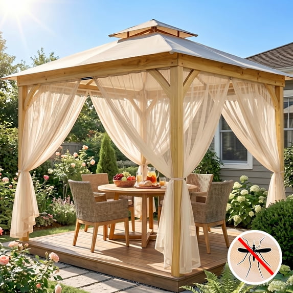 DONGPAI Outdoor Mosquito Netting for Patio - DIY Cut to Size High Density Bug Screen Mesh Lightweight Outdoor Sheer Curtains for Gazebo Pergola Porch - Rod Pocket Hang, 5.2 ft x 10 ft (1 Panel)