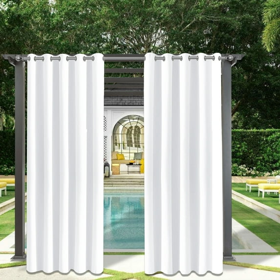 DONGPAI Outdoor Patio Curtain, Weighted Waterproof Drapes Grommet Blackout Shades Thermal Insulated Privacy Windproof Curtain for for Gazebo, Porch, Bedroom, 1 Panel