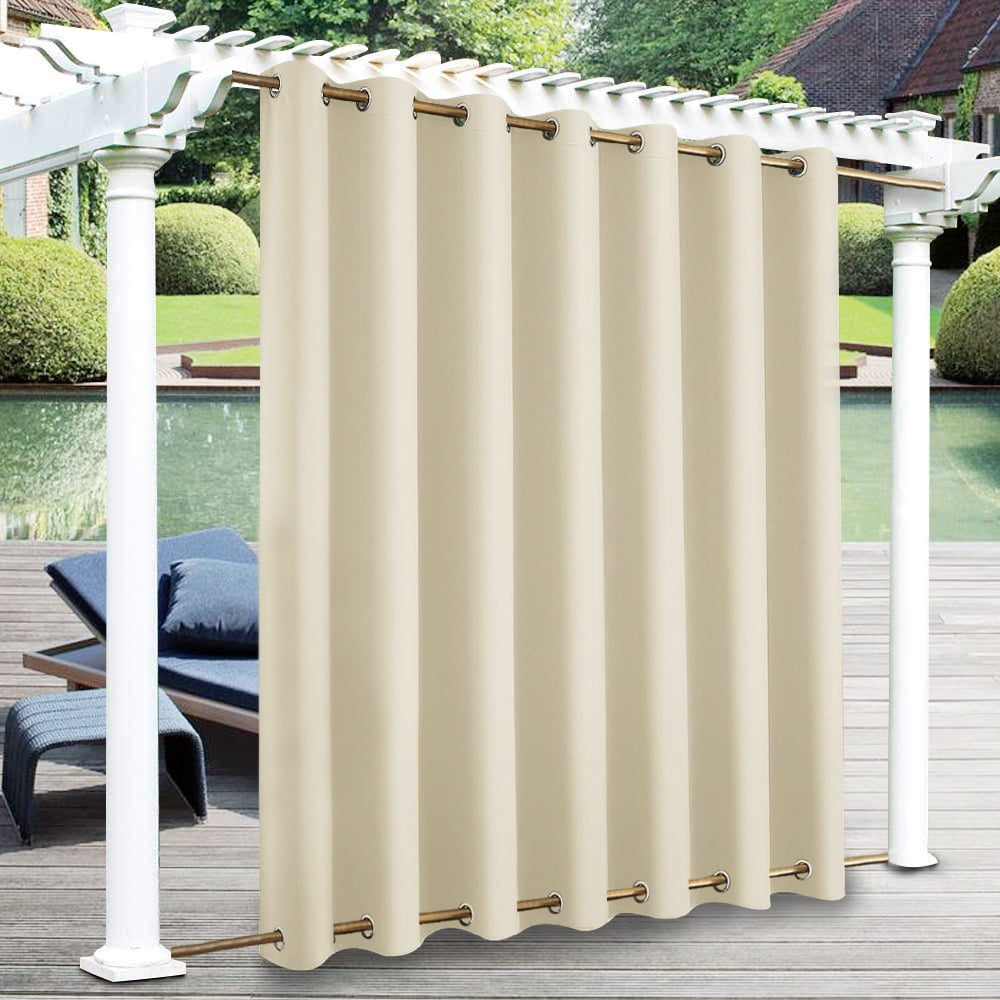 DONGPAI Outdoor Patio Curtains Waterproof Rustproof Top and Bottom Grommet Sunlight Blocking Curtain Heavyweight Drapes Keep Privacy for Yard/Porch, 100''x 84'', Cream, 1 Panel
