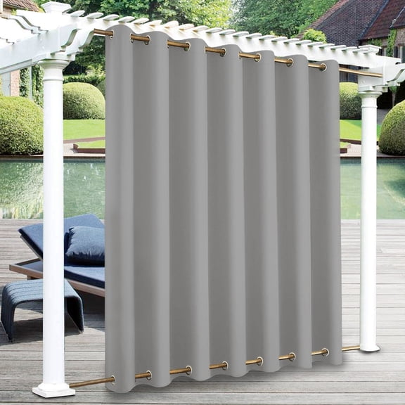 DONGPAI Outdoor Patio Curtains Waterproof Rustproof Top and Bottom Grommet Sunlight Blocking Curtain Heavyweight Drapes Keep Privacy for Yard/Porch, 100''x 84'', Gray, 1 Panel