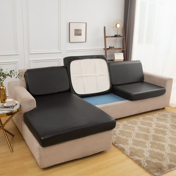 DONGPAI PU Leather Couch Sofa Cushion Slipcover Waterproof Elastic Chair Sofa Furniture Protector Seater Replacement