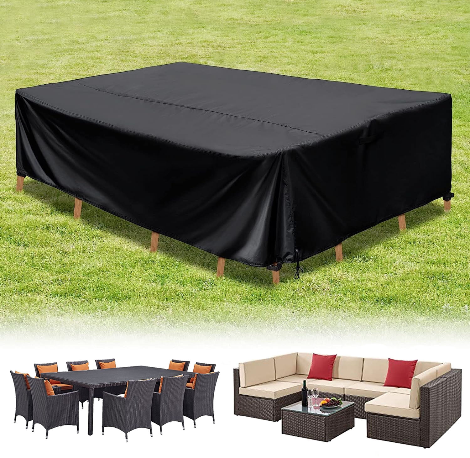 DONGPAI Patio Furniture Cover Waterproof 124"x63"x28", Large Outdoor