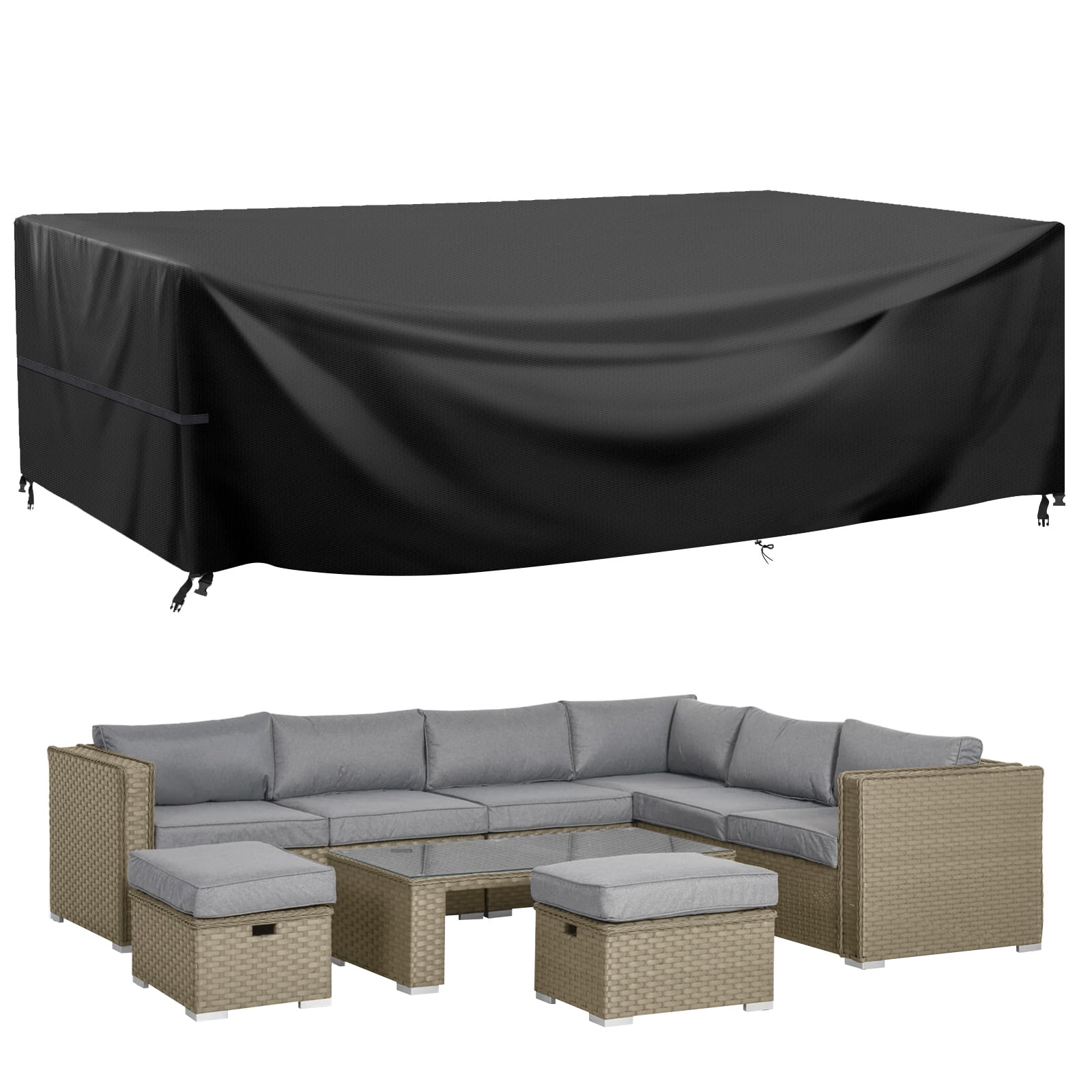 DONGPAI Patio Furniture Covers, 420D Heavy Duty Outdoor Furniture Cover Table Cover Waterproof for Outside Table and Chair Set Covers, 70"x 47"x 29"